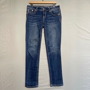 Miss Me Jeans Womens Size 29 Skinny Signature Med Wash Embroidered Pockets